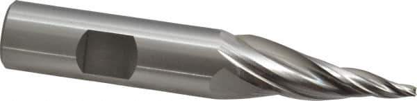 OSG - 10° Taper Angle per Side, 3/32" Small End Diam, 1-1/2" LOC, Cobalt 3 Flute Tapered Square End Mill - 3-5/8" OAL, 5/8" Shank Diam, Spiral Flute, 25° Helix - USA Tool & Supply