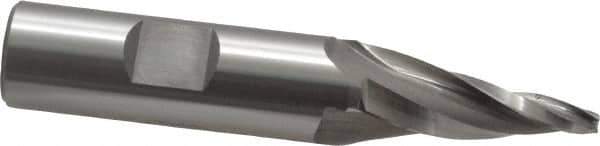 OSG - 10° Taper Angle per Side, 1/8" Small End Diam, 1-1/4" LOC, Cobalt 3 Flute Tapered Square End Mill - 3-3/8" OAL, 5/8" Shank Diam, Spiral Flute, 25° Helix - USA Tool & Supply