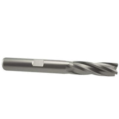 OSG - 11/16", 1-5/8" LOC, 5/8" Shank Diam, 3-3/4" OAL, 4 Flute, Cobalt Square End Mill - Single End, Uncoated, Spiral Flute, 30° Helix, Right Hand Cut, Right Hand Flute, Series 540 - USA Tool & Supply