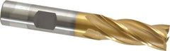 OSG - 1/2", 1-1/4" LOC, 1/2" Shank Diam, 3-1/4" OAL, 4 Flute, Cobalt Square End Mill - Single End, TiN Finish, Spiral Flute, 30° Helix, Right Hand Cut, Right Hand Flute, Series 540 - USA Tool & Supply