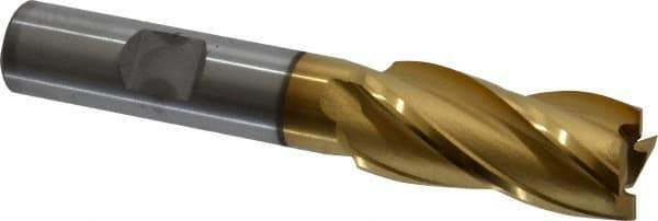 OSG - 5/8", 1-3/8" LOC, 1/2" Shank Diam, 3-3/8" OAL, 4 Flute, Cobalt Square End Mill - Single End, TiN Finish, Spiral Flute, 30° Helix, Right Hand Cut, Right Hand Flute, Series 540 - USA Tool & Supply