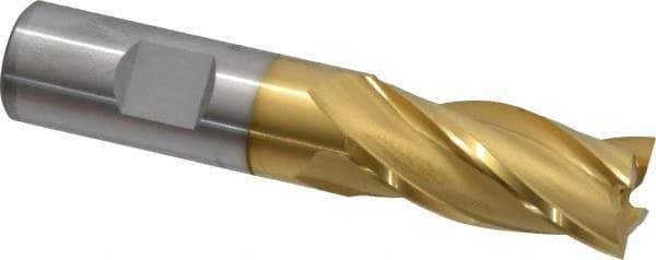 OSG - 3/4", 1-5/8" LOC, 3/4" Shank Diam, 3-7/8" OAL, 4 Flute, Cobalt Square End Mill - Single End, TiN Finish, Spiral Flute, 30° Helix, Right Hand Cut, Right Hand Flute, Series 540 - USA Tool & Supply