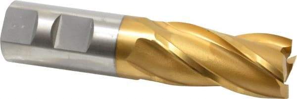 OSG - 1", 2" LOC, 1" Shank Diam, 4-1/2" OAL, 4 Flute, Cobalt Square End Mill - Single End, TiN Finish, Spiral Flute, 30° Helix, Right Hand Cut, Right Hand Flute, Series 540 - USA Tool & Supply