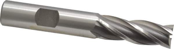 OSG - 12mm, 1-1/4" LOC, 1/2" Shank Diam, 3-1/4" OAL, 4 Flute, Cobalt Square End Mill - Single End, Uncoated, Spiral Flute, 30° Helix, Right Hand Cut, Right Hand Flute, Series 581 - USA Tool & Supply