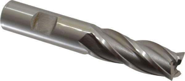 OSG - 16mm, 1-5/8" LOC, 5/8" Shank Diam, 3-3/4" OAL, 4 Flute, Cobalt Square End Mill - Single End, Uncoated, Spiral Flute, 30° Helix, Right Hand Cut, Right Hand Flute, Series 581 - USA Tool & Supply