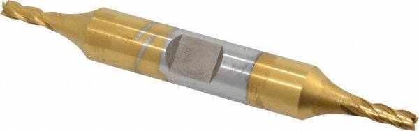 OSG - 1/8", 3/8" LOC, 3/8" Shank Diam, 3-1/16" OAL, 4 Flute, Cobalt Square End Mill - Double End, TiN Finish, Spiral Flute, 30° Helix, Right Hand Cut, Right Hand Flute, Series 542 - USA Tool & Supply