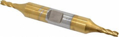 OSG - 1/8", 3/8" LOC, 3/8" Shank Diam, 3-1/16" OAL, 4 Flute, Cobalt Square End Mill - Double End, TiN Finish, Spiral Flute, 30° Helix, Right Hand Cut, Right Hand Flute, Series 542 - USA Tool & Supply
