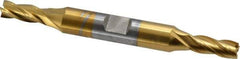 OSG - 1/4", 5/8" LOC, 3/8" Shank Diam, 3-3/8" OAL, 4 Flute, Cobalt Square End Mill - Double End, TiN Finish, Spiral Flute, 30° Helix, Right Hand Cut, Right Hand Flute, Series 542 - USA Tool & Supply
