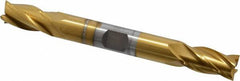 OSG - 3/8", 3/4" LOC, 3/8" Shank Diam, 3-1/2" OAL, 4 Flute, Cobalt Square End Mill - Double End, TiN Finish, Spiral Flute, 30° Helix, Right Hand Cut, Right Hand Flute, Series 542 - USA Tool & Supply
