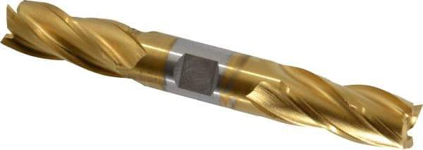 OSG - 3/4", 1-5/8" LOC, 3/4" Shank Diam, 5-5/8" OAL, 4 Flute, Cobalt Square End Mill - Double End, TiN Finish, Spiral Flute, 30° Helix, Right Hand Cut, Right Hand Flute, Series 542 - USA Tool & Supply