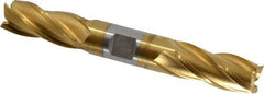 OSG - 3/4", 1-5/8" LOC, 3/4" Shank Diam, 5-5/8" OAL, 4 Flute, Cobalt Square End Mill - Double End, TiN Finish, Spiral Flute, 30° Helix, Right Hand Cut, Right Hand Flute, Series 542 - USA Tool & Supply