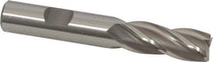 OSG - 1/2", 1-1/4" LOC, 1/2" Shank Diam, 3-1/4" OAL, 4 Flute, Cobalt Square End Mill - Single End, Uncoated, Spiral Flute, 30° Helix, Centercutting, Right Hand Cut, Right Hand Flute, Series 541 - USA Tool & Supply