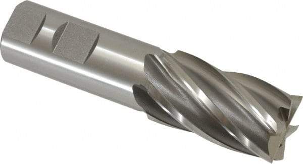 OSG - 1-1/8", 2" LOC, 1" Shank Diam, 4-1/2" OAL, 6 Flute, Cobalt Square End Mill - Single End, Uncoated, Spiral Flute, 30° Helix, Centercutting, Right Hand Cut, Right Hand Flute, Series 541 - USA Tool & Supply
