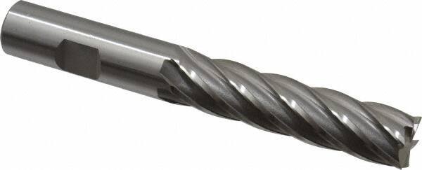 OSG - 5/8", 2-1/2" LOC, 5/8" Shank Diam, 4-5/8" OAL, 6 Flute, Cobalt Square End Mill - Single End, Uncoated, Spiral Flute, 30° Helix, Centercutting, Right Hand Cut, Right Hand Flute, Series 546 - USA Tool & Supply
