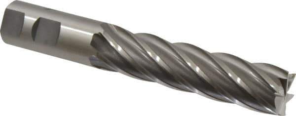 OSG - 1", 4" LOC, 1" Shank Diam, 6-1/2" OAL, 6 Flute, Cobalt Square End Mill - Single End, Uncoated, Spiral Flute, 30° Helix, Centercutting, Right Hand Cut, Right Hand Flute, Series 546 - USA Tool & Supply
