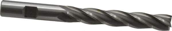 OSG - 1/2", 3" LOC, 1/2" Shank Diam, 5" OAL, 4 Flute, Cobalt Square End Mill - Single End, Uncoated, Spiral Flute, 30° Helix, Centercutting, Right Hand Cut, Right Hand Flute, Series 558 - USA Tool & Supply