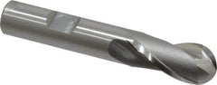 OSG - 9/16" Diam, 1-1/8" LOC, 2 Flute Cobalt Ball End Mill - Uncoated, Single End, 3-1/8" OAL, 1/2" Shank Diam, Spiral Flute - USA Tool & Supply