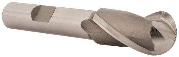 OSG - 3/4" Diam, 1-5/16" LOC, 2 Flute Cobalt Ball End Mill - Uncoated, Single End, 3-5/16" OAL, 1/2" Shank Diam, Spiral Flute - USA Tool & Supply
