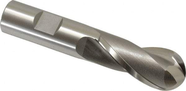 OSG - 7/8" Diam, 1-7/8" LOC, 2 Flute Cobalt Ball End Mill - Uncoated, Single End, 4-1/8" OAL, 3/4" Shank Diam, Spiral Flute - USA Tool & Supply