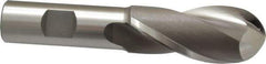 OSG - 1" Diam, 2-1/4" LOC, 2 Flute Cobalt Ball End Mill - Uncoated, Single End, 4-1/2" OAL, 3/4" Shank Diam, Spiral Flute - USA Tool & Supply