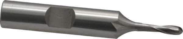 OSG - 1/8" Diam, 3/8" LOC, 2 Flute Cobalt Ball End Mill - Uncoated, Single End, 2-3/8" OAL, 3/8" Shank Diam, Spiral Flute - USA Tool & Supply