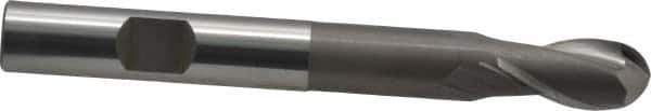 OSG - 3/8" Diam, 3/4" LOC, 2 Flute Cobalt Ball End Mill - Uncoated, Single End, 3-5/16" OAL, 3/8" Shank Diam, Spiral Flute - USA Tool & Supply
