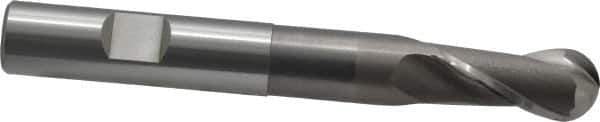 OSG - 1/2" Diam, 1" LOC, 2 Flute Cobalt Ball End Mill - Uncoated, Single End, 4" OAL, 1/2" Shank Diam, Spiral Flute - USA Tool & Supply