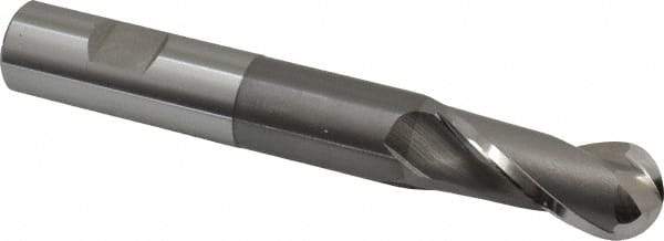 OSG - 3/4" Diam, 1-5/8" LOC, 2 Flute Cobalt Ball End Mill - Uncoated, Single End, 5-3/8" OAL, 3/4" Shank Diam, Spiral Flute - USA Tool & Supply