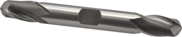 OSG - 3/8" Diam, 9/16" LOC, 2 Flute Cobalt Ball End Mill - Uncoated, Double End, 3-1/8" OAL, 3/8" Shank Diam, Spiral Flute - USA Tool & Supply