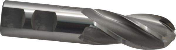 OSG - 7/8" Diam, 1-7/8" LOC, 4 Flute Cobalt Ball End Mill - Uncoated, Single End, 4-1/8" OAL, 7/8" Shank Diam, Spiral Flute - USA Tool & Supply