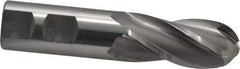 OSG - 7/8" Diam, 1-7/8" LOC, 4 Flute Cobalt Ball End Mill - Uncoated, Single End, 4-1/8" OAL, 7/8" Shank Diam, Spiral Flute - USA Tool & Supply