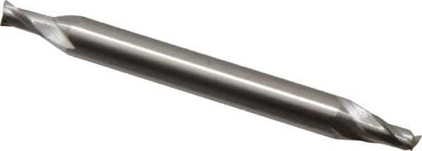 OSG - 1/8", 3/16" LOC, 3/16" Shank Diam, 2" OAL, 2 Flute, Cobalt Square End Mill - Double End, Uncoated, Spiral Flute, 30° Helix, Centercutting, Right Hand Cut, Right Hand Flute, Series 562 - USA Tool & Supply