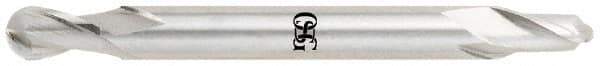 OSG - 3/32" Diam, 9/64" LOC, 2 Flute Cobalt Ball End Mill - Uncoated, Double End, 2" OAL, 3/16" Shank Diam, Spiral Flute - USA Tool & Supply