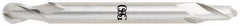 OSG - 1/16" Diam, 3/32" LOC, 2 Flute Cobalt Ball End Mill - Uncoated, Double End, 2" OAL, 3/16" Shank Diam, Spiral Flute - USA Tool & Supply