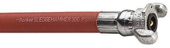 Parker - 3/4" ID x 1-5/32" OD 50' Long Sledgehammer Hose - Universal Style Coupling Ends, 300 Working psi, -40 to 212°F, Red - USA Tool & Supply