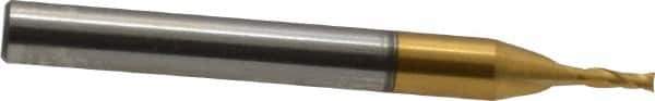 OSG - 1/16", 3/16" LOC, 3/16" Shank Diam, 1-7/8" OAL, 2 Flute, Powdered Metal Square End Mill - Single End, TiN Finish, Spiral Flute, 30° Helix, Centercutting, Right Hand Cut, Right Hand Flute, Series 673 - USA Tool & Supply