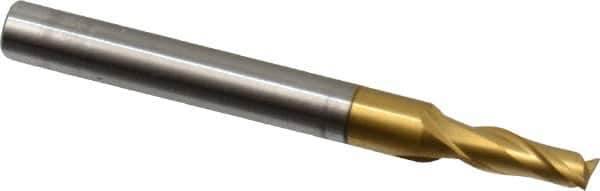OSG - 9/64", 13/32" LOC, 3/16" Shank Diam, 1-7/8" OAL, 2 Flute, Powdered Metal Square End Mill - Single End, TiN Finish, Spiral Flute, 30° Helix, Centercutting, Right Hand Cut, Right Hand Flute, Series 673 - USA Tool & Supply