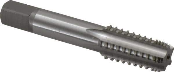 OSG - 1/8-27 NPT, 5 Flutes, Bright Finish, High Speed Steel, Interrupted Thread Pipe Tap - 5/16 Inch Shank Diameter, 5/16 Inch Shank Diameter, 3/4 Inch Thread Length, 0.23 Inch Square Size, Regular Hook, Modified Bottoming Chamfer - Exact Industrial Supply