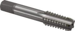 OSG - 1/8-27 NPT, 5 Flutes, Bright Finish, High Speed Steel, Interrupted Thread Pipe Tap - 5/16 Inch Shank Diameter, 5/16 Inch Shank Diameter, 3/4 Inch Thread Length, 0.23 Inch Square Size, Regular Hook, Modified Bottoming Chamfer - Exact Industrial Supply