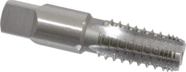 OSG - 1/4-18 NPT, 5 Flutes, Bright Finish, High Speed Steel, Interrupted Thread Pipe Tap - 9/16 Inch Shank Diameter, 9/16 Inch Shank Diameter, 1-1/16 Inch Thread Length, 0.42 Inch Square Size, Regular Hook, Modified Bottoming Chamfer - USA Tool & Supply