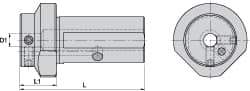 Kennametal - 12mm Hole Diamter, KM63XMZ Outside Modular Connection, Boring Bar Reducing Adapter - 30mm Projection, 36mm Nose Diameter, 105mm Overall Length, Through Coolant - Exact Industrial Supply