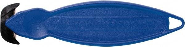 Klever Innovations - Fixed Safety Cutter - 1-1/4" Carbon Steel Blade, Blue Plastic Handle, 1 Blade Included - USA Tool & Supply