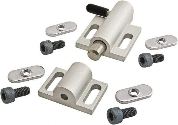 80/20 Inc. - 76mm Long x 38mm Wide x 0.66mm High, Deadbolt Latch with Side Latch - Aluminum Body with Stainless Steel Bolt, Spring & Handle, with Clear Anodized Finish - USA Tool & Supply