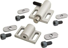 80/20 Inc. - 76mm Long x 38mm Wide x 0.66mm High, Deadbolt Latch with Side Latch - Aluminum Body with Stainless Steel Bolt, Spring & Handle, with Clear Anodized Finish - USA Tool & Supply