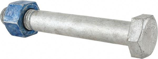 Value Collection - 1-1/8 - 7 Thread, 8" Length Under Head, Steel Hex Head Bolt - Hot Dipped Galvanized Coated, UNC Thread, ASTM A325 - USA Tool & Supply