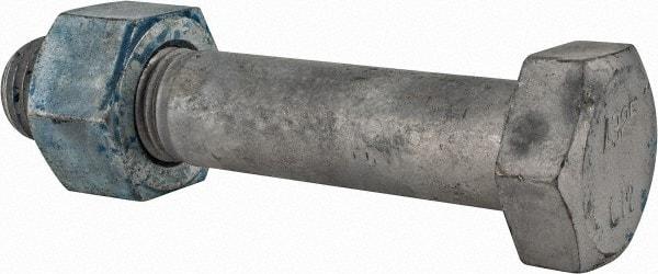 Value Collection - 1-1/4 - 7 Thread, 6-1/2" Length Under Head, Steel Hex Head Bolt - Hot Dipped Galvanized Coated, UNC Thread, ASTM A325 - USA Tool & Supply