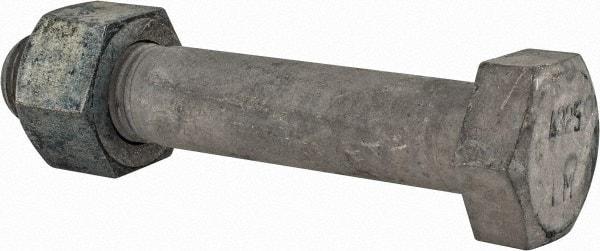 Value Collection - 1-1/4 - 7 Thread, 7" Length Under Head, Steel Hex Head Bolt - Hot Dipped Galvanized Coated, UNC Thread, ASTM A325 - USA Tool & Supply
