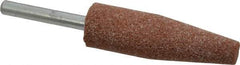 Norton - 3/4" Head Diam x 2-1/2" Thickness, A1, Cone End, Aluminum Oxide Mounted Point - Brown, Medium Grade, 60 Grit, 20,960 RPM - USA Tool & Supply