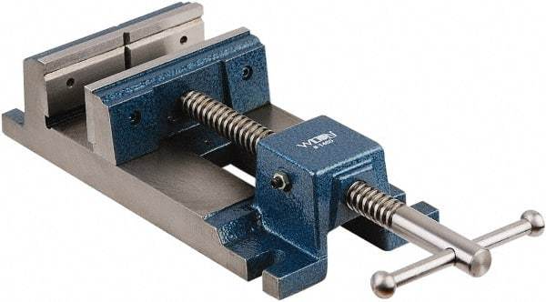 Wilton - 4-3/4" Jaw Opening Capacity x 1-1/2" Throat Depth, Horizontal Drill Press Vise - 4-1/2" Wide x 1-1/2" High Jaw, Stationary Base, Rapid Action, Steel - USA Tool & Supply