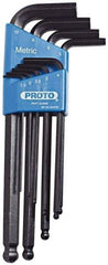 Proto - 9 Piece L-Key Ball End Hex Key Set - Hex Range 1.5 to 10mm, Carbon Steel - USA Tool & Supply